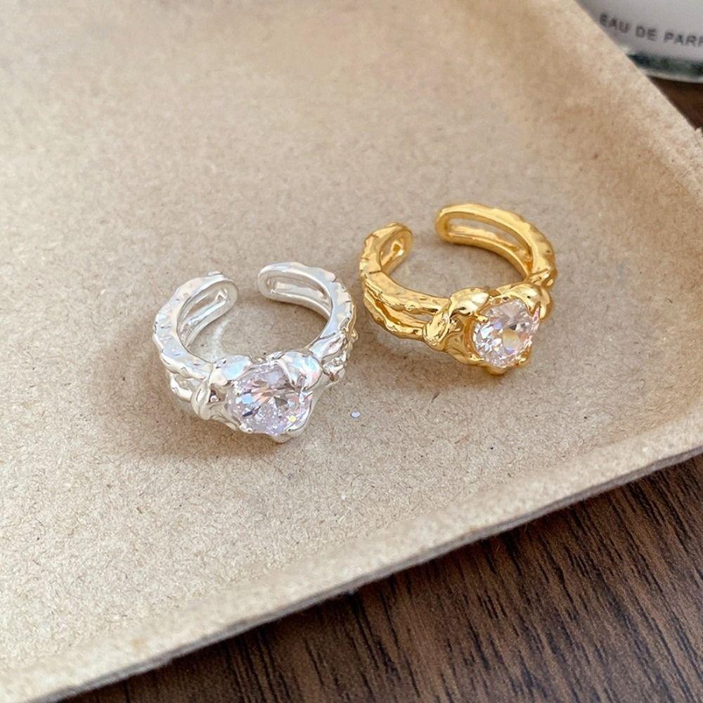 Copper Vintage Crystal Love Ring Opening Opening Finger Ring Gifts for Women Girl
