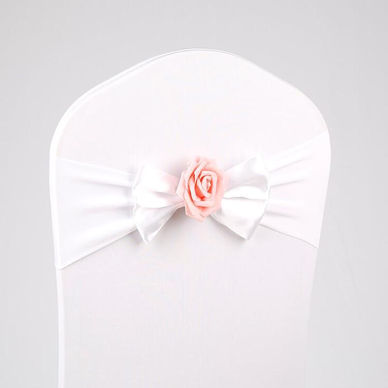 Stretch Spandex Chair Sash Band Bow Tie With Round Buckle Elastic Chair Bowknot Ties For Hotel Banquet Wedding Party Decoration