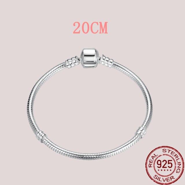 925 Sterling Silver Snake Chain Bracelets Charm Pendientes Mujer 925 Original Bracelet For Women Fine Jewelry Clasp Bangle Gift