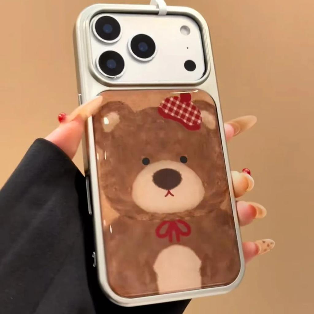 Vintage oil painting style Miffy rabbit bear is suitable for Apple 17Promax mobile phone case IP15/16Pro Epoxy water condensation