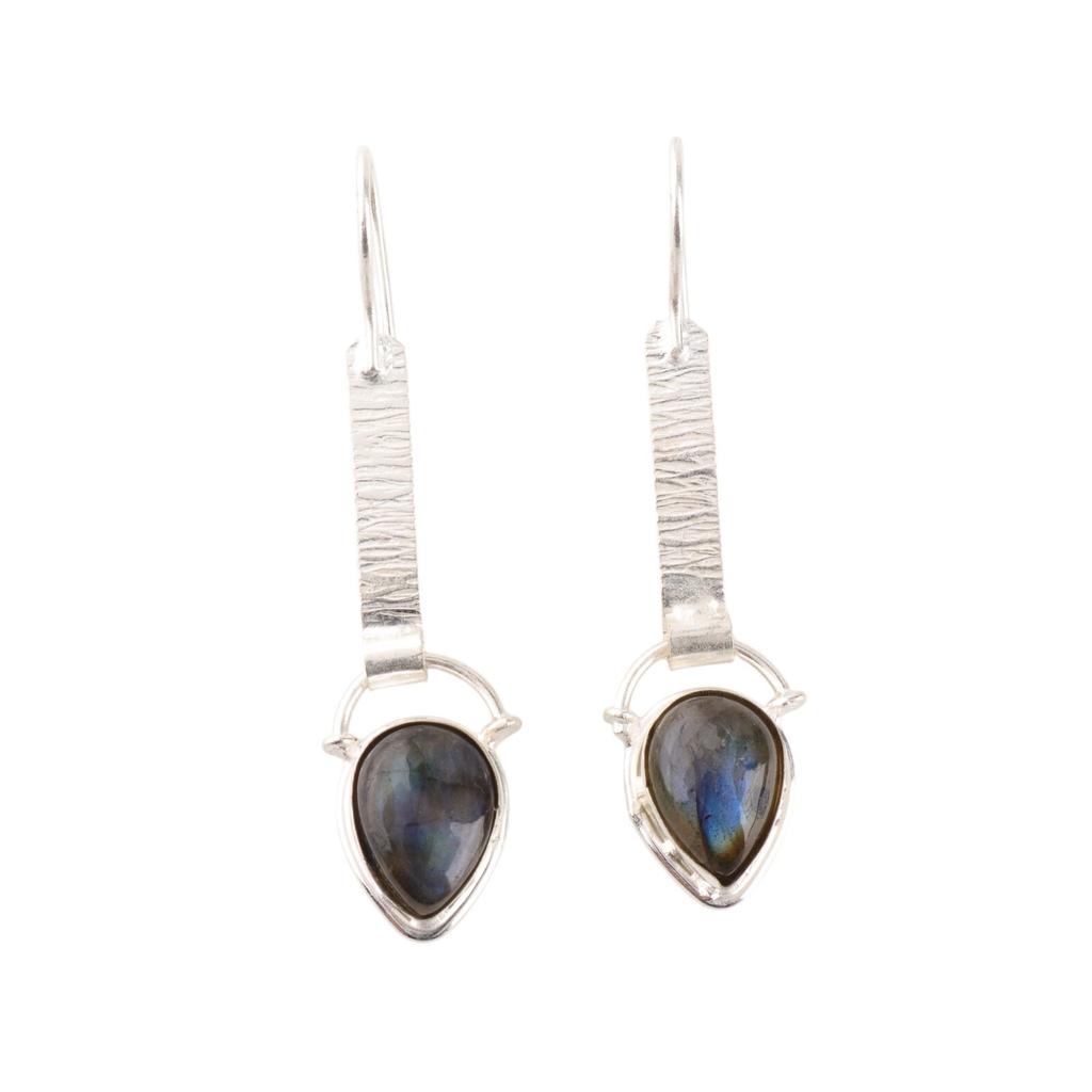 Natural Labradorite Gemstone 925 Sterling Silver Jewelry Handmade Earrings 2.3" EE-166-24