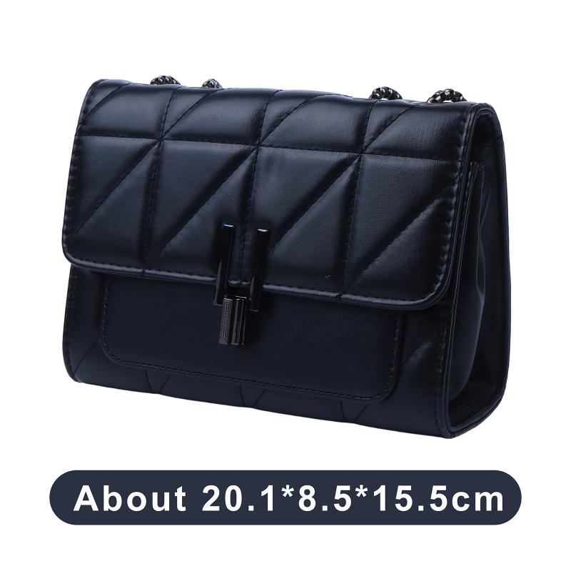 Women'S Quilted Chain Shoulder Bag New Fashion Crossbody Bag With Metal Lock Tassel Pu Leather Messenger Shoulder Bags