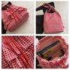 Korean Style Lotus Leaf Shoulder Bag Fashion Plaid Tote Bag Vintage Drawstring Bag  Storage Bag