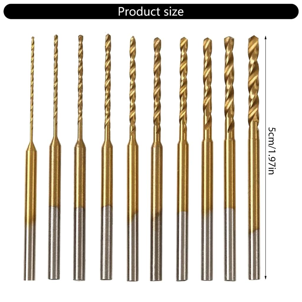 10Pcs Micro Twist Drill Bit Set Speed Steel Mini Engraving Drill Bits Set Tiny Drill Bit set for DIY & Craft Projects