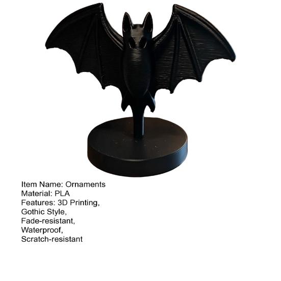 Huaqianguhh 3D Printed Gothic Black Bat Statue, Figurine with Stable Round Base, Halloween Tabletop Decor for Home, Dining Table & Party, Witchy Gift