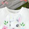 Toddler Girls Bunny and Flower Print Easter Costume O-neck Fringed Hem T-shirt and Flare Pants Clothes Set