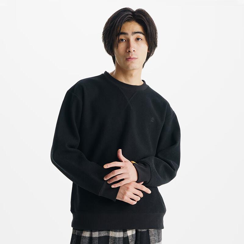 Timberland Outdoor Remix Special Series Back Letter Logo Print Outdoor Fleece Crewneck Sweatshirt Unisex Sweatshirt Black A5USU-001