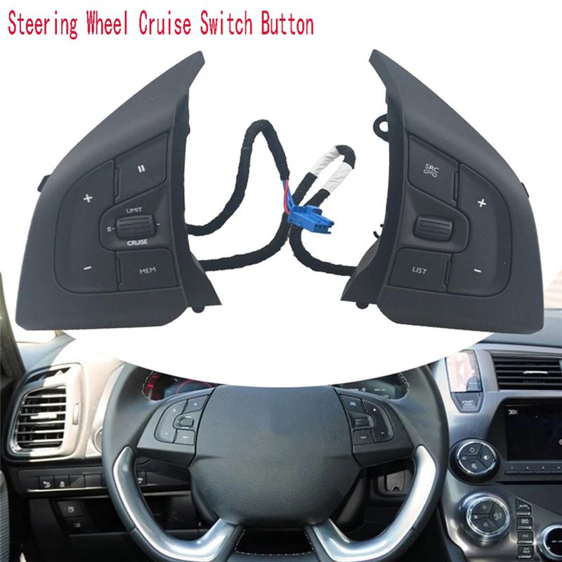 Car Steering Wheel Cruise Switch Button Audio Volume Control Switch Buttons For Citroen Cactus DS5 DS6-M53K