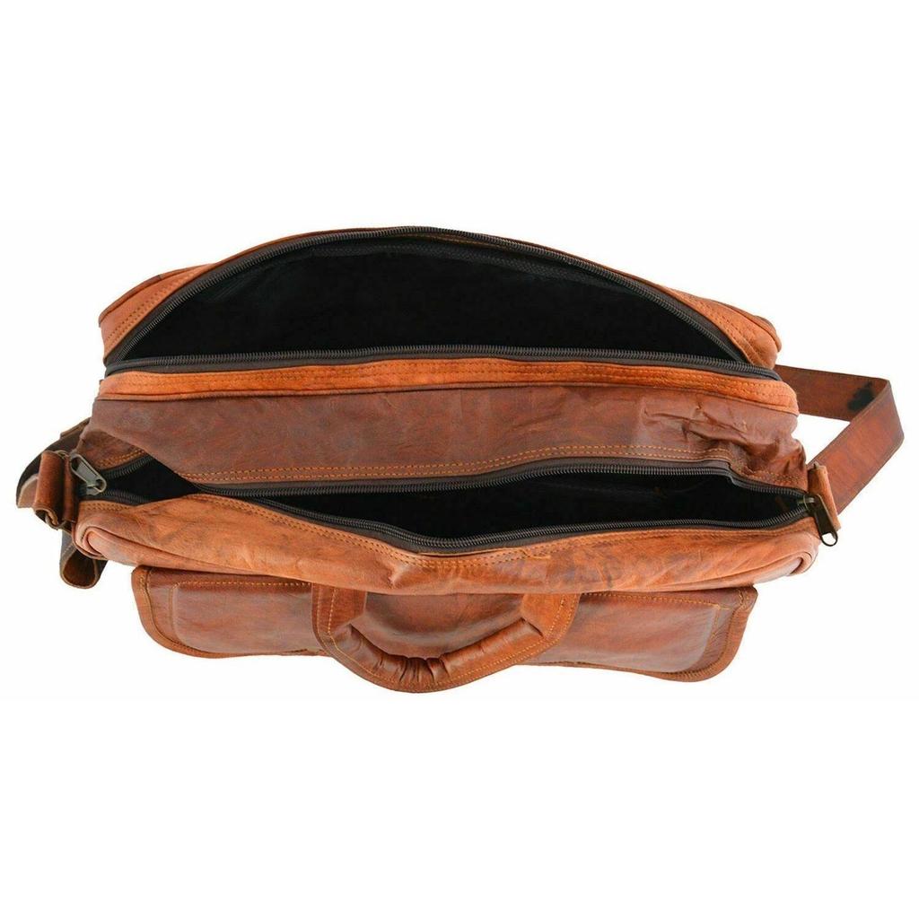 Menns ekte vintage brunt skinn messenger bag skulder laptop bag koffert