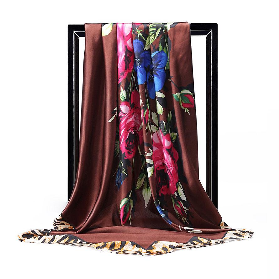 New Women Silk Scarf For Neck Hair Designer Bag Warp Soft Neckerchief Hijab Headscarf Female Foulard Print Paisley Scarf 90*90cm