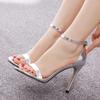 Summer Fashion Sandals Women Sexy PU 10.5CM Thin Heels Buckle Strap Sexy Concise Women's Shoes Party Dress Sandals High Heel