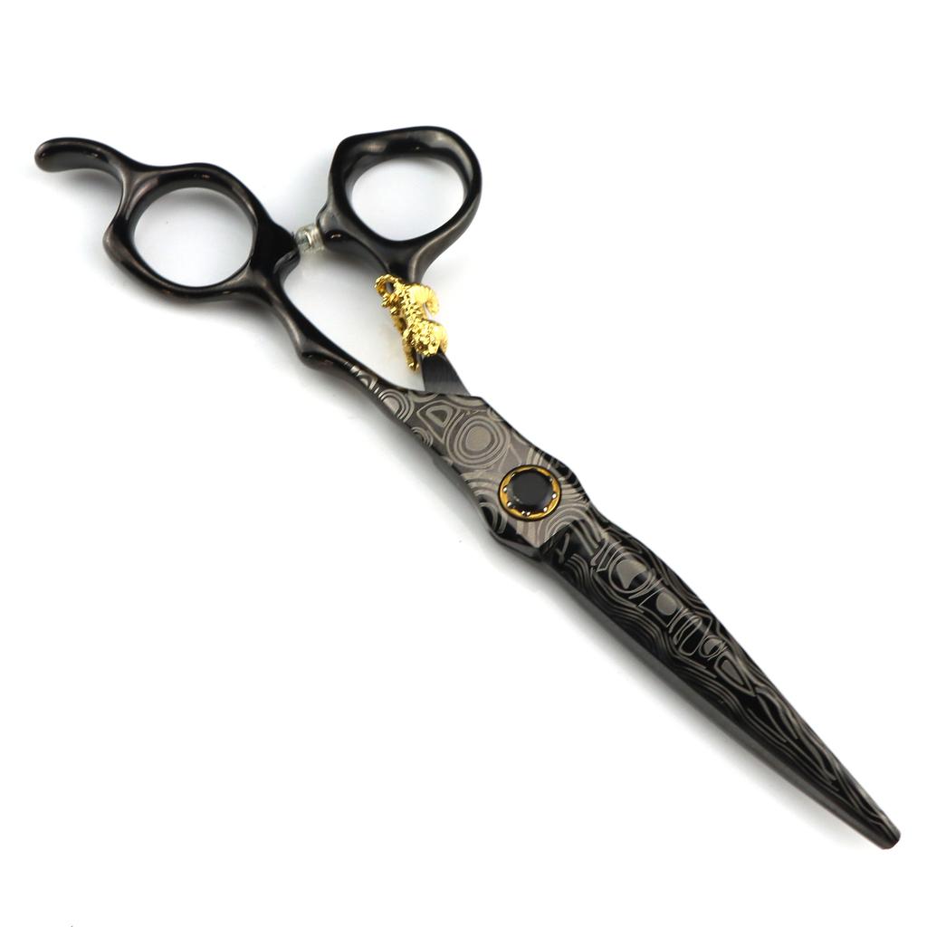 Black 6.0 Inch Nimpson Black Steel Small Golden Tiger, Bearing Screw Hair Scissors, Hair Scissors, Tooth Scissors, Thin Scissors