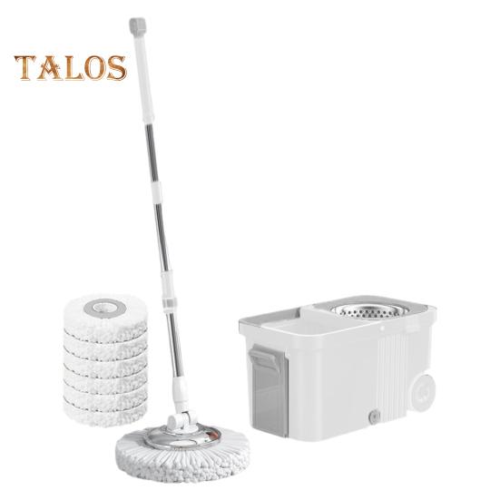 Spin Mop Set with 6 Reusable Mop Heads Microfiber Mop Heads 360 Degree Rotation Stainless Steel Handle Floor Cleaning System