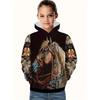 Vêtements Cool pour Filles Équestres Animaux Impression 3D Automne Sweats à Capuche Manches Longues Amples Légers Sweat Confortable Vêtements pour Enfants