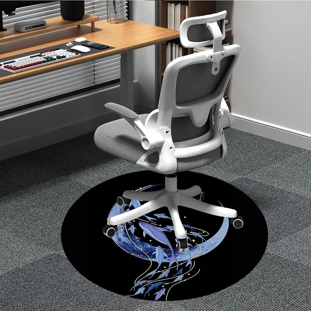 

1pc Moon Fish Office Round Area Rug, Indoor Mat Suitable ForOffice, Under Office Chairs Bedroom Living Room Home Decor, Room Deco, D078 80cm by 80cm