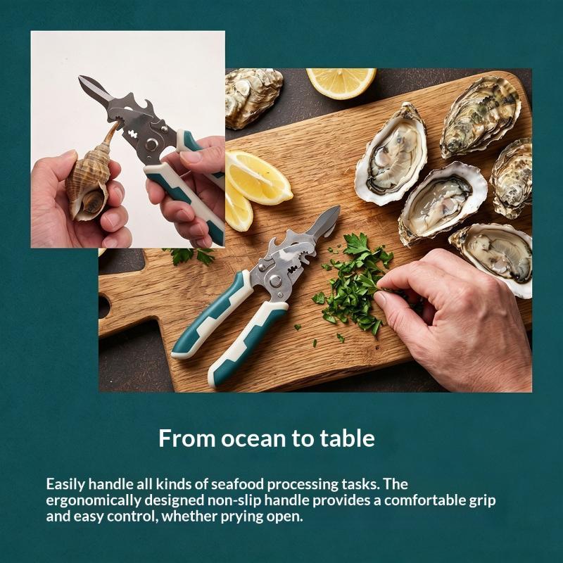 Non-Slip Handle Stainless Steel Oyster Knife Thickened Multi-Purpose Shellfish Opener Seafood Shucking Tool