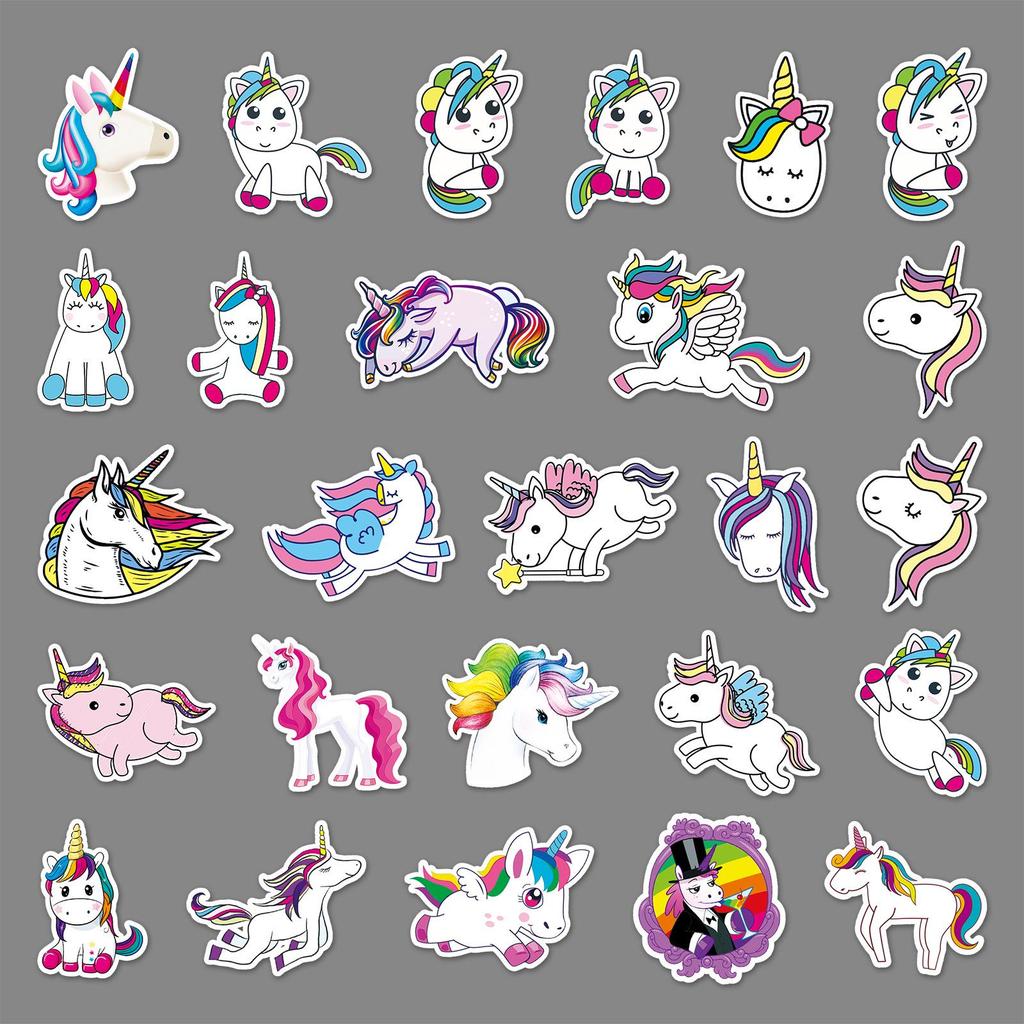 Unicorn Cartoon Rainbow Horse DIY Skateboard & Luggage Stickers for Kids