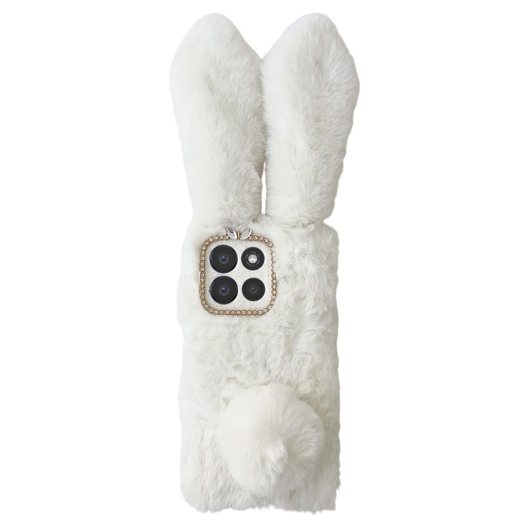For Motorola Moto G86 5G Case Plush Cute Bunny Winter Fluffy TPU Phone Cover