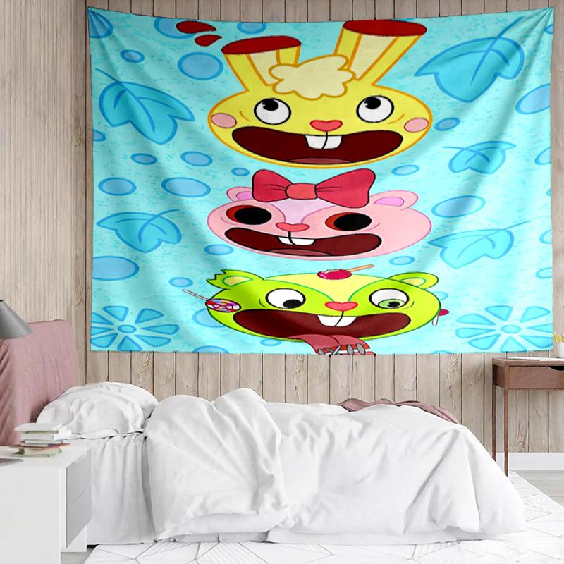 Happy Tree Friends5 Tapestry for Bedroom Aesthetic Classroom Tapestries Wall Hanging for Living Room Dorm Office,Ideal Creative Gift