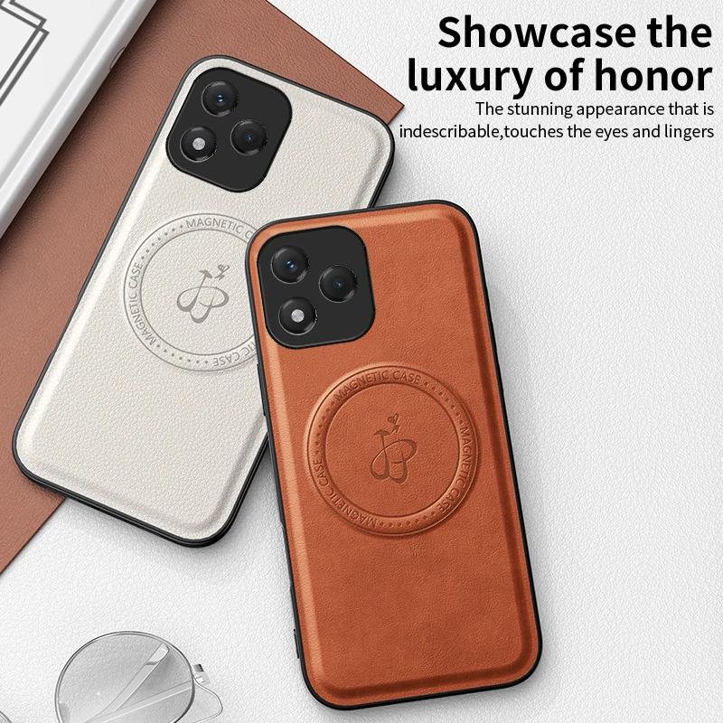 Wireless Charging Magnetic Case for Honor 400 Lite 5G Protective Cover PU Leather Hard Back Shell Coque
