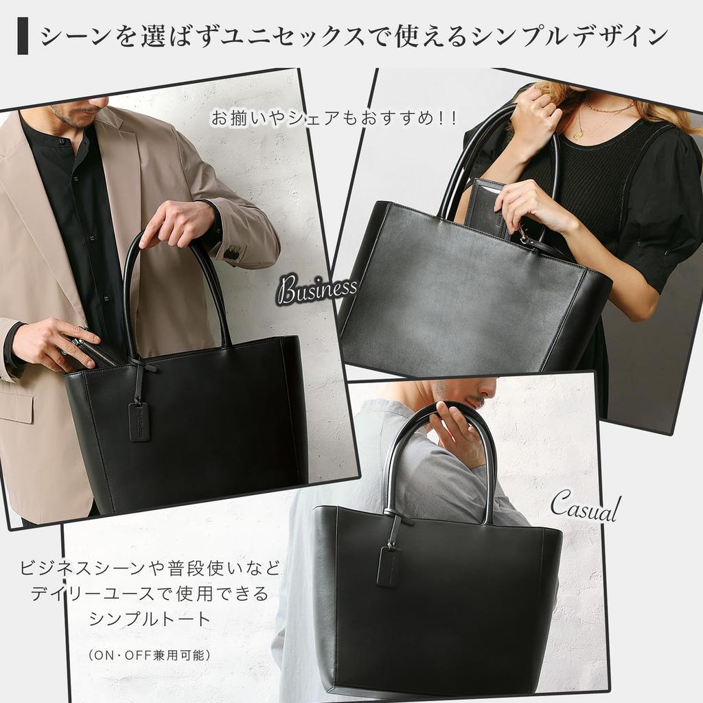 BLUE SINCERE Genuine Leather Tote Large Fits A4 5 Simple Design with Business Tote Bag RT6 Men's Bag, Freestanding, Capacity, Paper, 14-inch Laptop,