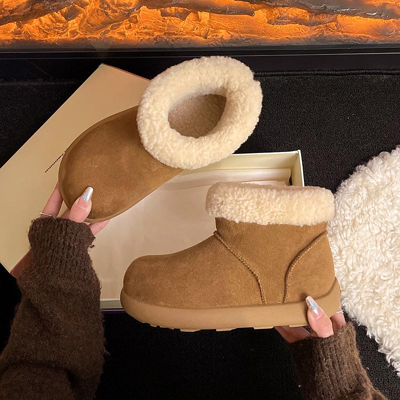 Winter Women's Snow Boots Fleece-Lined Warm Cotton Shoes for Women Lamb Wool High-top Thick-Soled Short Boots Botas Para Mujer