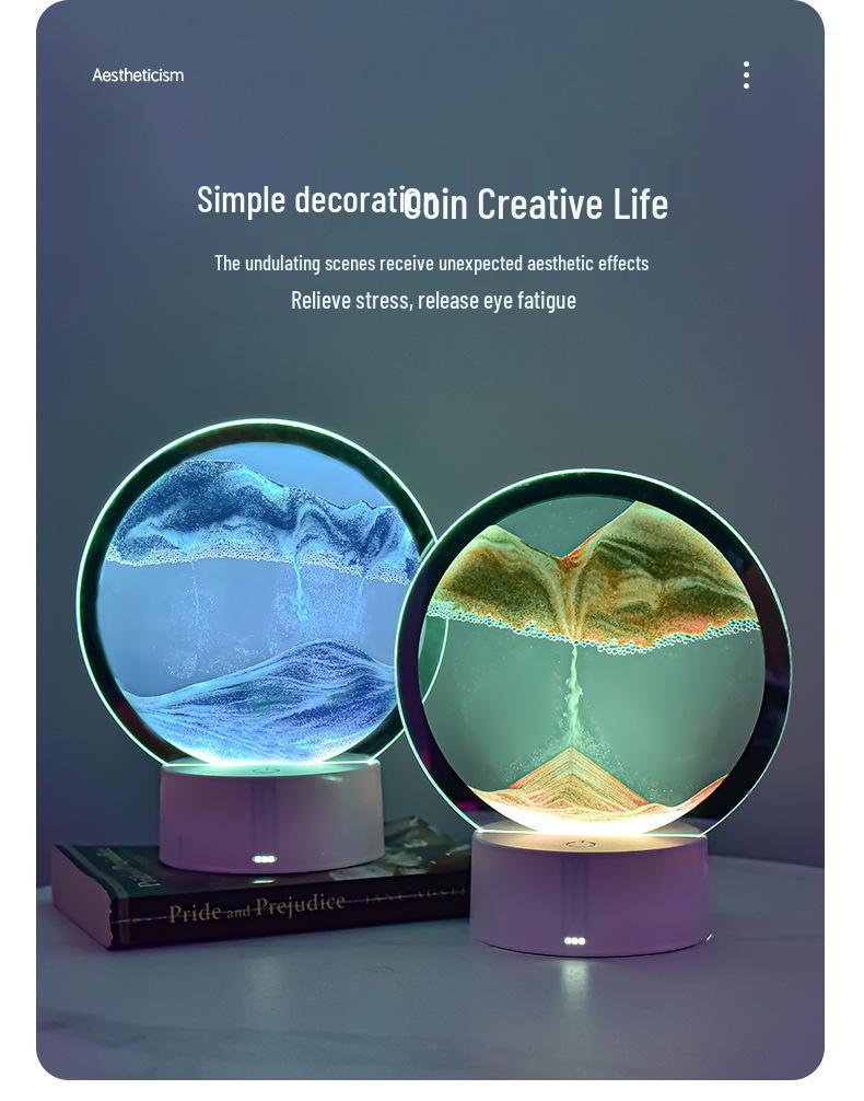 Creative Quicksand Hourglass 3D Night Light: Decompression Bedside Lamp for a Relaxing Atmosphere