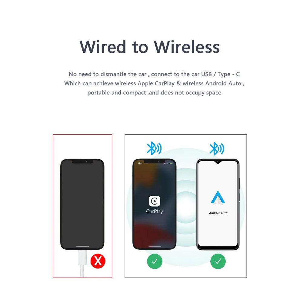 Wireless Carplay Adapter Converts OEM Wired To Wireless Carplay Dongle Plug & Play for Cars from 2017 for Apple iPhone iOS 10+