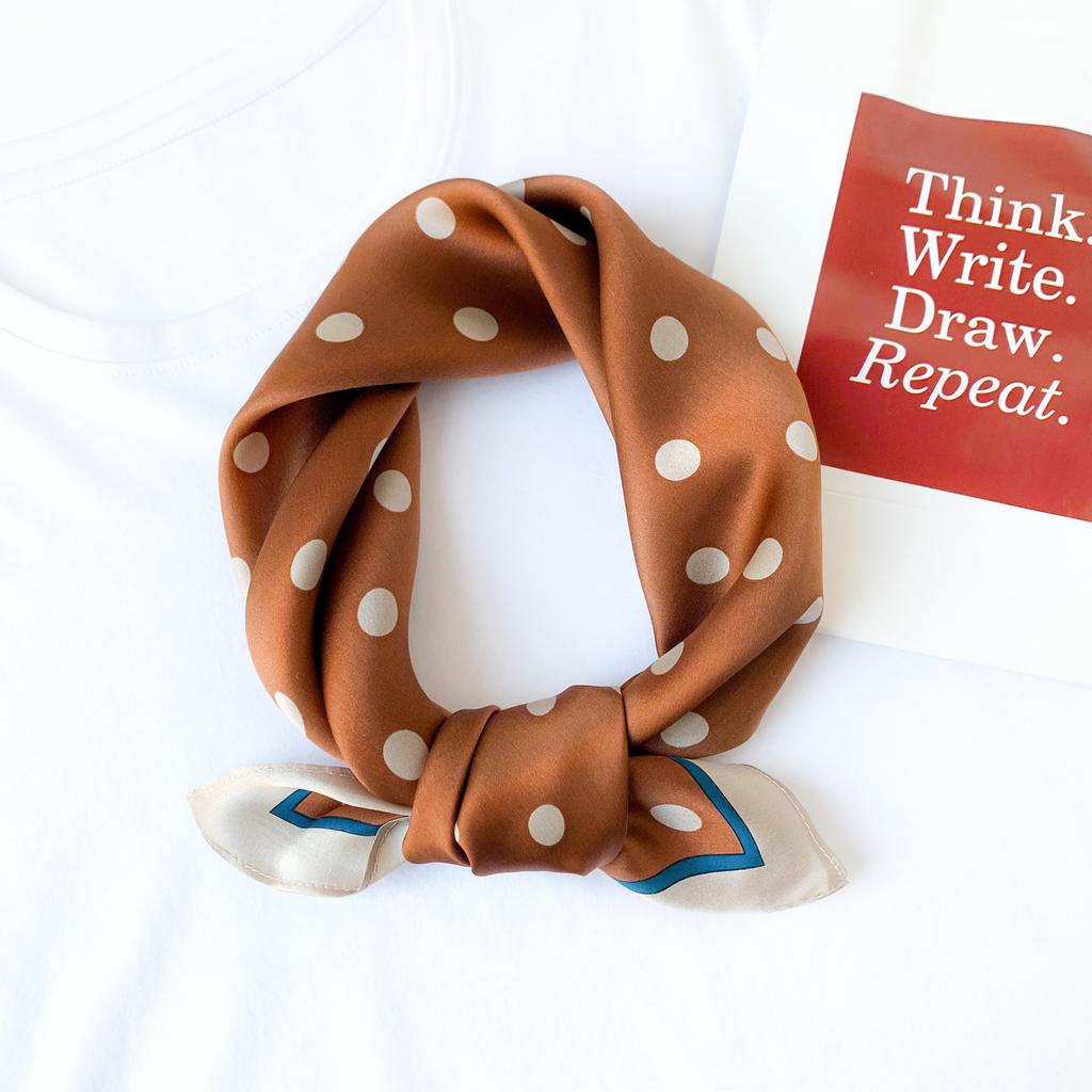100% Pure Silk Scarf Women Neck Hair Band Foulard Square Small Headband  Fashion Print Neckerchief Scarves Bandana 53*53cm