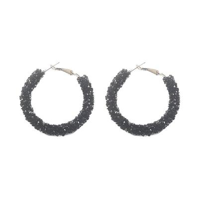 Trendy S925 Silver Large Diamond Circle Hoop Earrings
