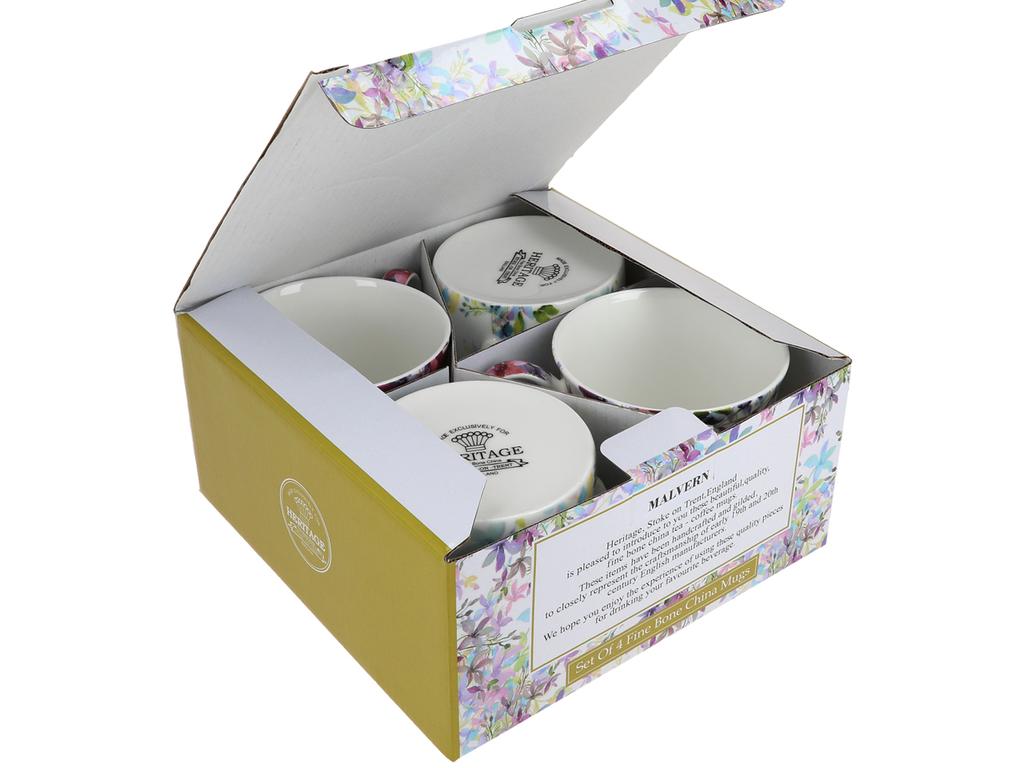 Zestaw 4 Kubków Porcelanowych Komplet Kubki Malvern W Kwiaty 4 Sztuki