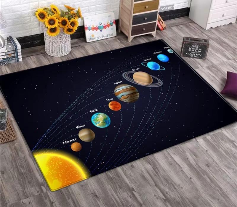 Solar System Rug Planet Galaxy Design for Living Room Kids Bedroom Non Slip Space Floor Mat Home Decor