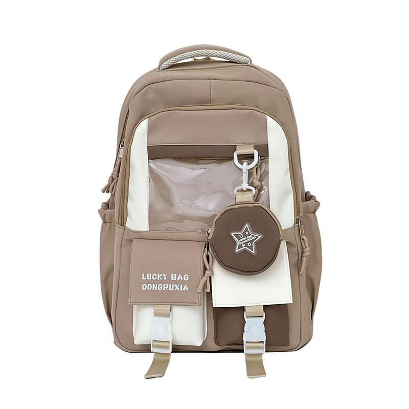 Schoolbag Schoolbag for Female Primary School Students Large Capacity Japanese Students Pain Bag Contrasting Color Backpack Junior High School