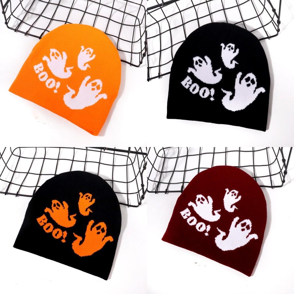 Pattern Ghost Festive Knitted Cap Halloween Fashion Hat Casual Breathable Gift