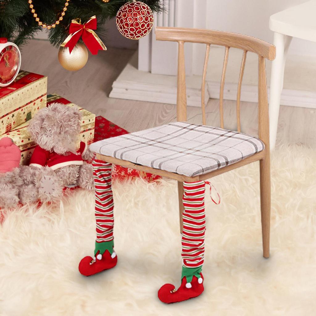 Christmas Chair Leg Socks Floor Protector Stockings Chair Feet Cover Shoes for Dining Chairs for Holiday Home Decoration