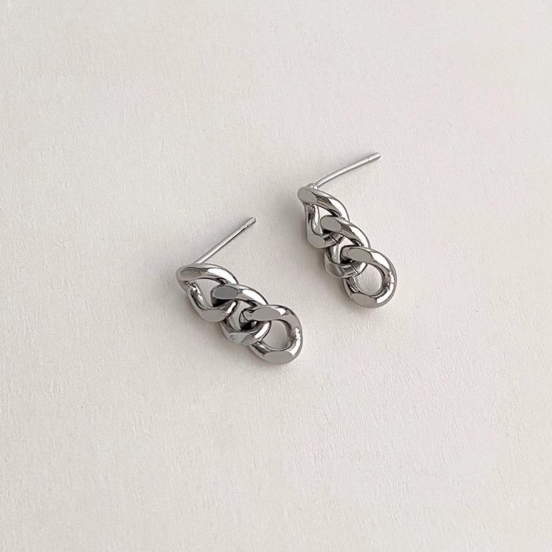 Silver Needle Niche Daily Small Metal Chain Earrings Women's Versatile Temperament Earrings Earrings