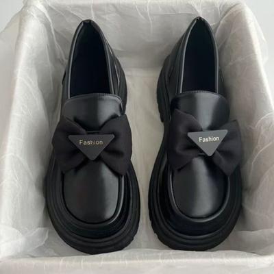 Nuove scarpe basse retrò in pelle da donna per la primavera, con plateau, tacco grosso, scarpe singole, suola morbida, taglia grande