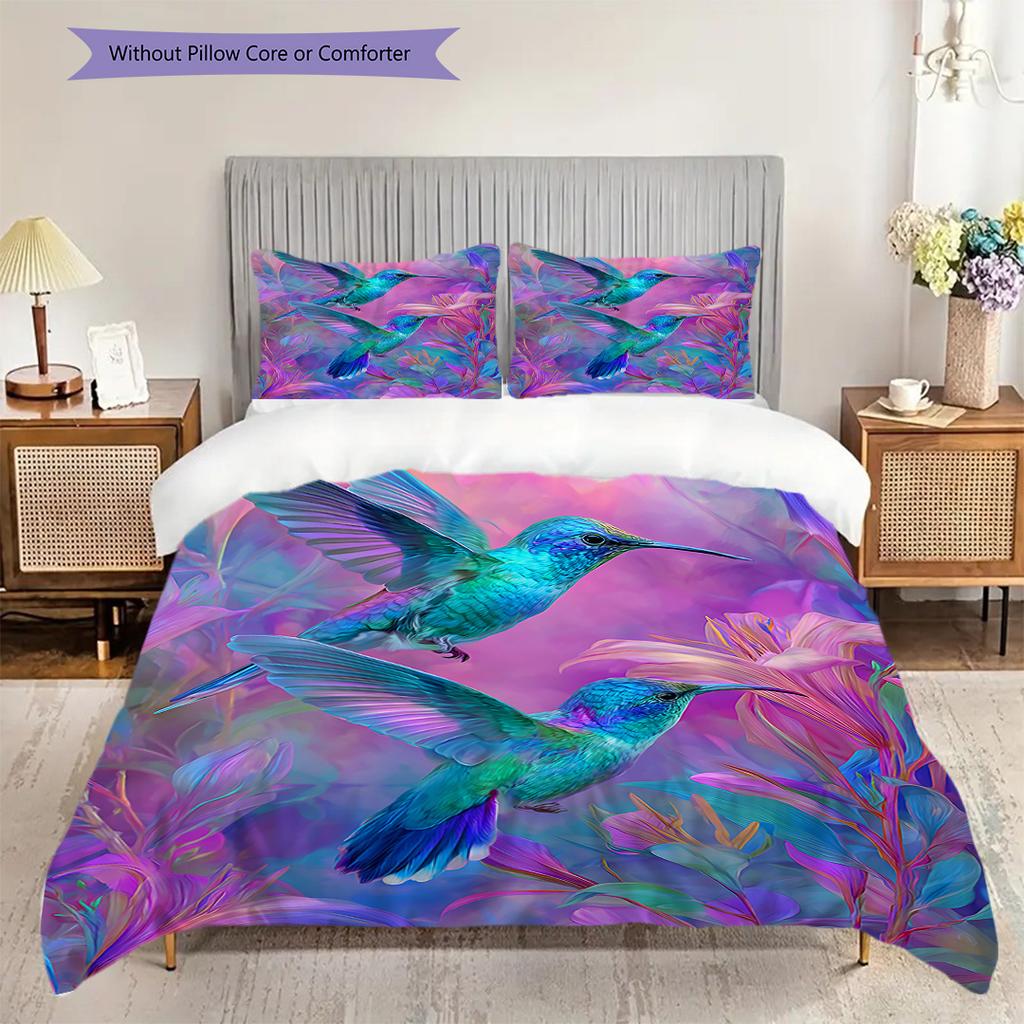 Hummingbird Pattern Bedding Quilt Set Quilt Cover Pillowcase Home Decoration Birthday Gift (1 * duvet cover + 2 * pillowcase, without core)