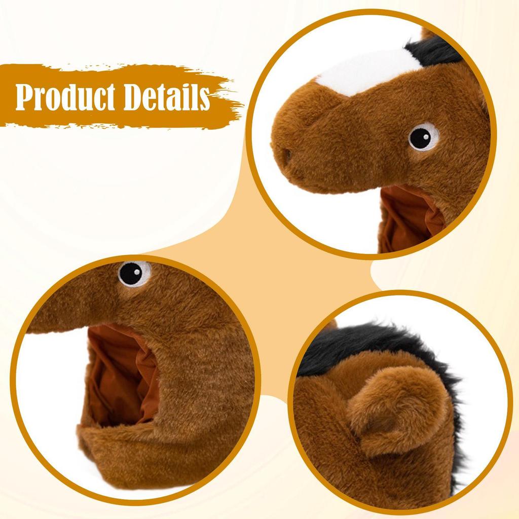 Year Horse Hat Plush Costume Animal Headwear for Pub Dress up Kids Adults