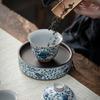 Chinese Blue and White Ceramic Gaiwan Pot Bearing Handmade Tea Bowl Teacup Beauty Tea Infuser Portable Household Teaware