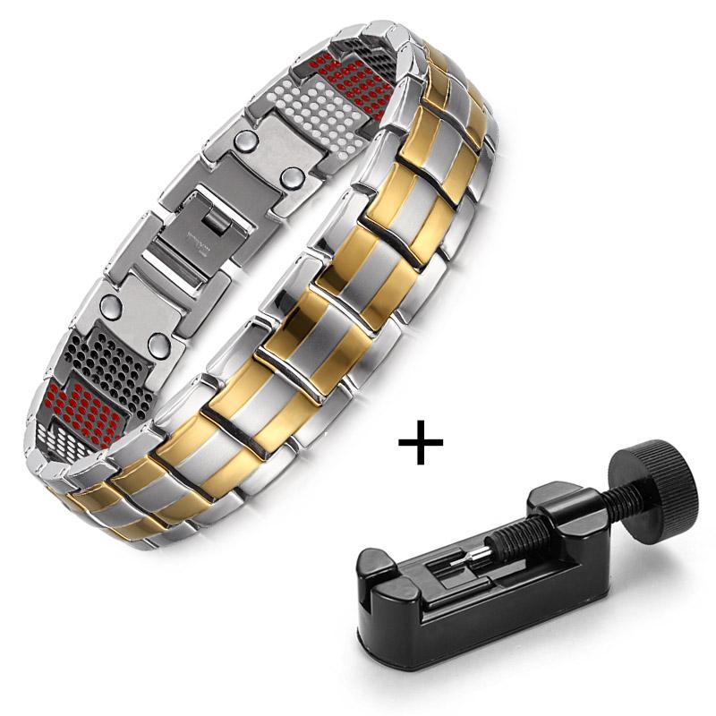 Fashion Jewelry Healing FIR Magnetic Bracelets Titanium Bio Energy Bracelet for Men Blood Pressure Accessory Wristband