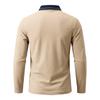 Autumn Mens Solid Long Sleeve Polo Shirt Contrast Striped Lapel Collar Button Placket Breathable Golf Casual Wear Tees