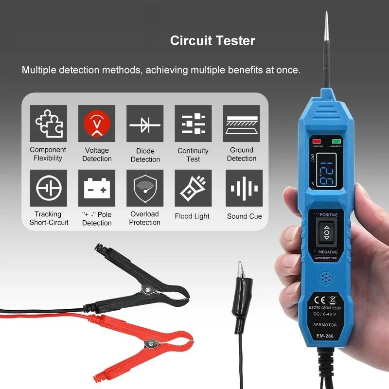 Automotive Electric Circuit Tester Car Electrical System Tester Car Truck Circuit Scanner Pen With LED Light Digital Display Vehicle Diagnostic Tool