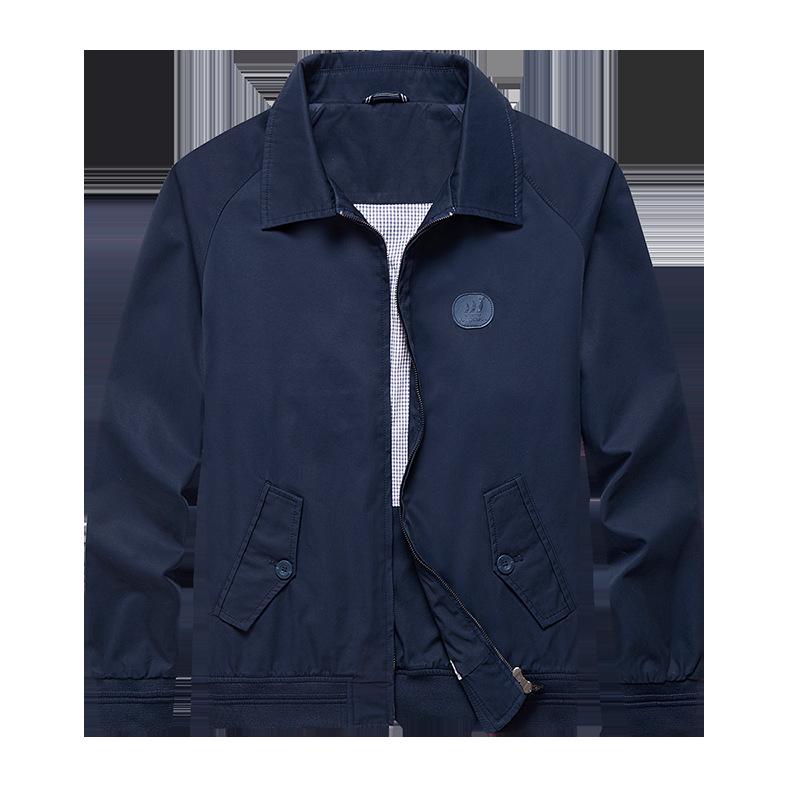 (Clearance) Men's Turn-Down Collar Business Casual Jacket - Spring/Autumn Solid Color Dad's Coat