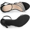 Allegra K Women's Open-Toe Rhinestone Strap Stiletto Heel Sandals, Black, Size 24