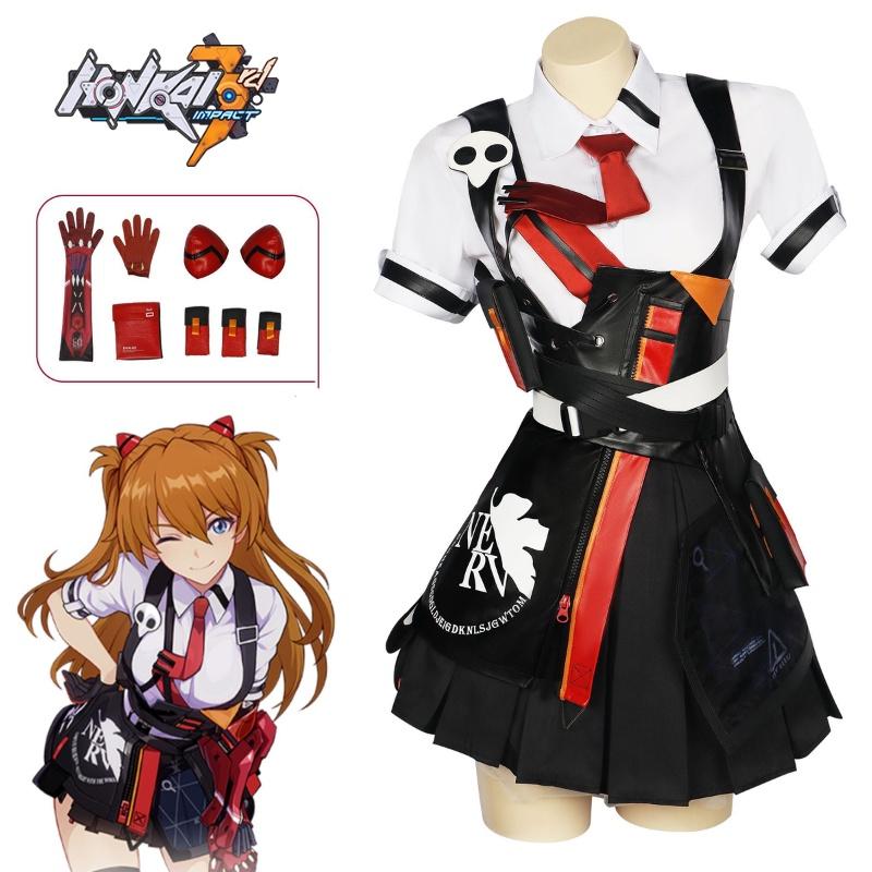 Impact Eva Honkai 3 Asuka Langley Soryu Cosplay Costume Anime Party Outfit Fans