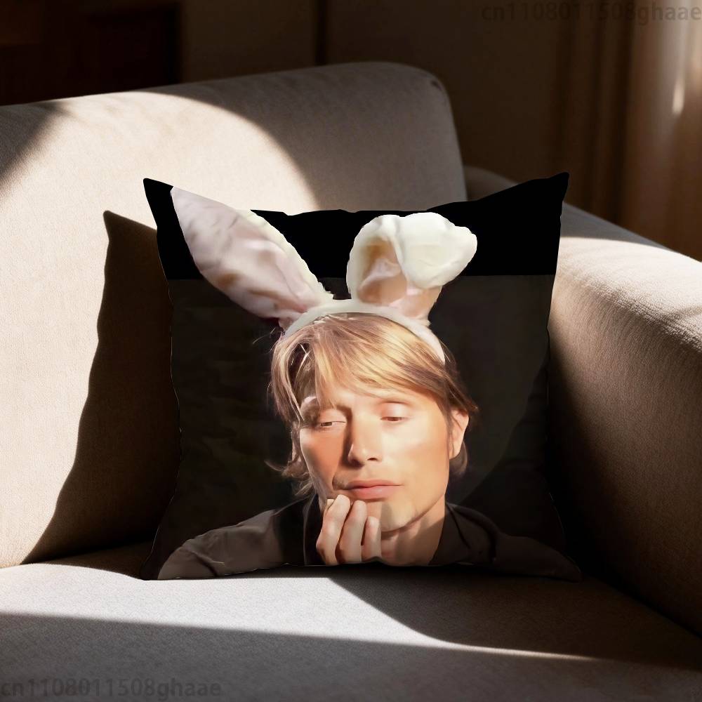 Vtipný povlak na polštář Mads Mikkelsen Hannibal Povlak na polštář Potah na polštář do obývacího pokoje Pohovka Vhodné pro domácí ložnici Dekorace místnosti