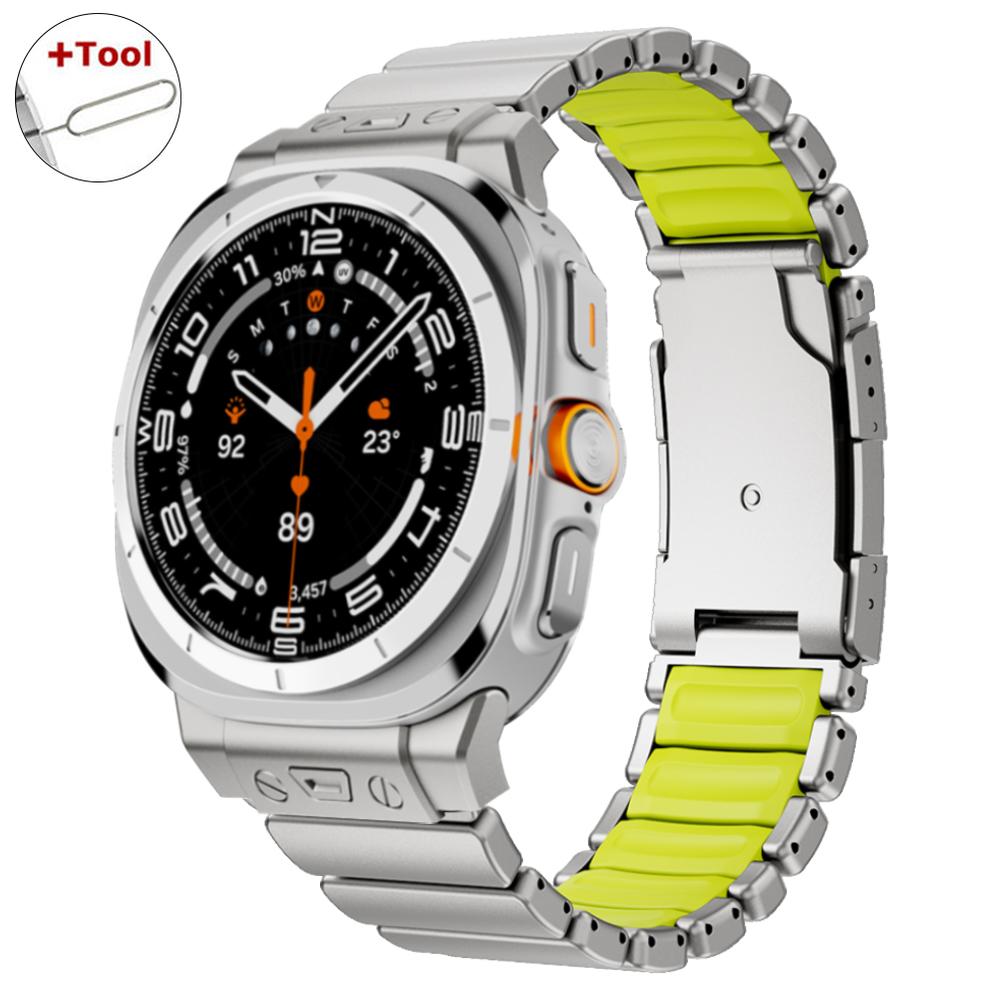 Titanium Rubber Strap for Samsung Galaxy Watch Ultra 2025 Wristband Luxury Metal Band for Galaxy Ultra Watch 47mm 2024 Replaced