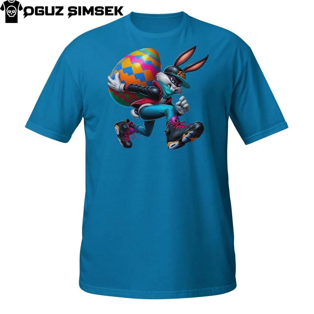 

Hip Hop Easter Bunny T-Shirt – Sneaking Rabbit with Shades and Graffiti Egg L