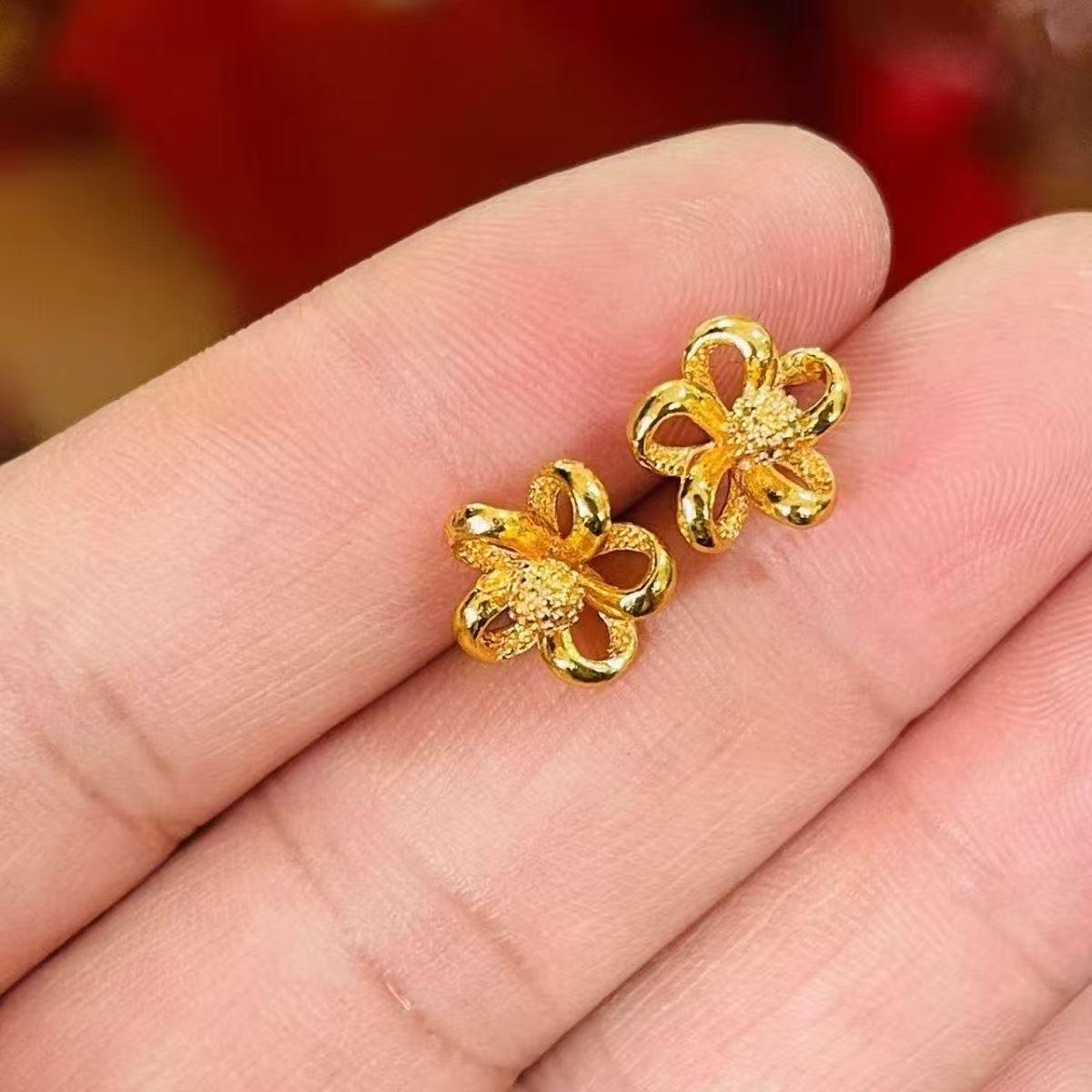 Золотые серьги-гвоздики в виде подсолнуха для женщин - Модные и универсальные элегантные цветочные украшения